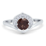 Art Deco Round Natural Stone Leaf Style Ring