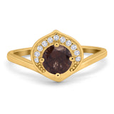 Art Deco Round Natural Stone Leaf Style Ring