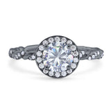 Art Deco Round Natural Stone Halo Ring