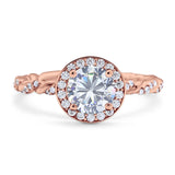 Art Deco Round Natural Stone Halo Ring