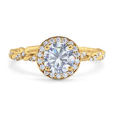 Art Deco Round Natural Stone Halo Ring