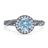 Art Deco Round Natural Stone Halo Ring