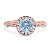 Art Deco Round Natural Stone Halo Ring