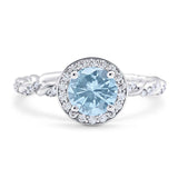 Art Deco Round Natural Stone Halo Ring