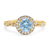 Art Deco Round Natural Stone Halo Ring