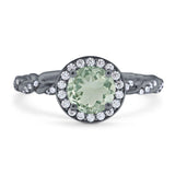 Art Deco Round Natural Stone Halo Ring