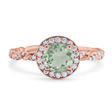 Art Deco Round Natural Stone Halo Ring