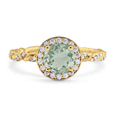 Art Deco Round Natural Stone Halo Ring