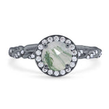 Art Deco Round Natural Stone Halo Ring