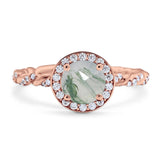 Art Deco Round Natural Stone Halo Ring