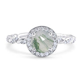 Art Deco Round Natural Stone Halo Ring