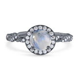 Art Deco Round Natural Stone Halo Ring