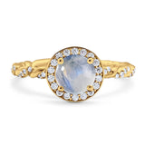 Art Deco Round Natural Stone Halo Ring