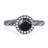 Art Deco Round Natural Stone Halo Ring