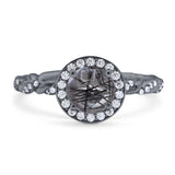 Art Deco Round Natural Stone Halo Ring