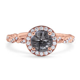 Art Deco Round Natural Stone Halo Ring