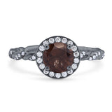 Art Deco Round Natural Stone Halo Ring