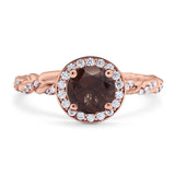 Art Deco Round Natural Stone Halo Ring