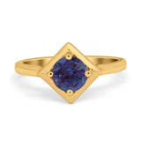 Minimalist Round Natural Stone Solitaire Ring