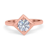 Minimalist Round Natural Stone Solitaire Ring