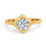 Minimalist Round Natural Stone Solitaire Ring