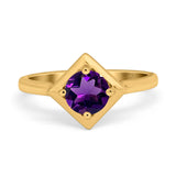 Minimalist Round Natural Stone Solitaire Ring