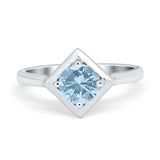 Minimalist Round Natural Stone Solitaire Ring