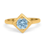 Minimalist Round Natural Stone Solitaire Ring