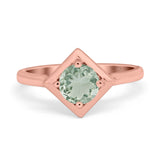 Minimalist Round Natural Stone Solitaire Ring