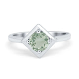 Minimalist Round Natural Stone Solitaire Ring