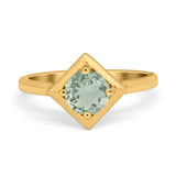 Minimalist Round Natural Stone Solitaire Ring