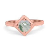 Minimalist Round Natural Stone Solitaire Ring