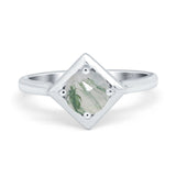 Minimalist Round Natural Stone Solitaire Ring