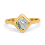 Minimalist Round Natural Stone Solitaire Ring