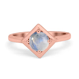 Minimalist Round Natural Stone Solitaire Ring