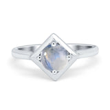 Minimalist Round Natural Stone Solitaire Ring