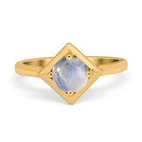 Minimalist Round Natural Stone Solitaire Ring