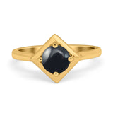 Minimalist Round Natural Stone Solitaire Ring