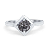 Minimalist Round Natural Stone Solitaire Ring