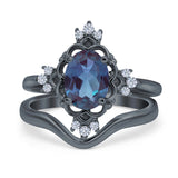 Two Piece Oval Natural Stone Bridal Ring
