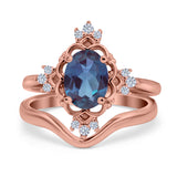 Two Piece Oval Natural Stone Bridal Ring
