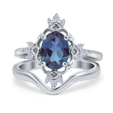 Two Piece Oval Natural Stone Bridal Ring