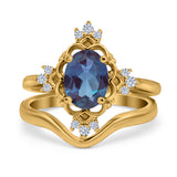 Two Piece Oval Natural Stone Bridal Ring