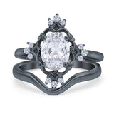 Two Piece Oval Natural Stone Bridal Ring