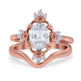 Two Piece Oval Natural Stone Bridal Ring
