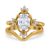 Two Piece Oval Natural Stone Bridal Ring
