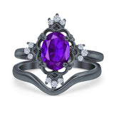 Two Piece Oval Natural Stone Bridal Ring