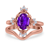 Two Piece Oval Natural Stone Bridal Ring