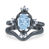 Two Piece Oval Natural Stone Bridal Ring