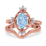 Two Piece Oval Natural Stone Bridal Ring